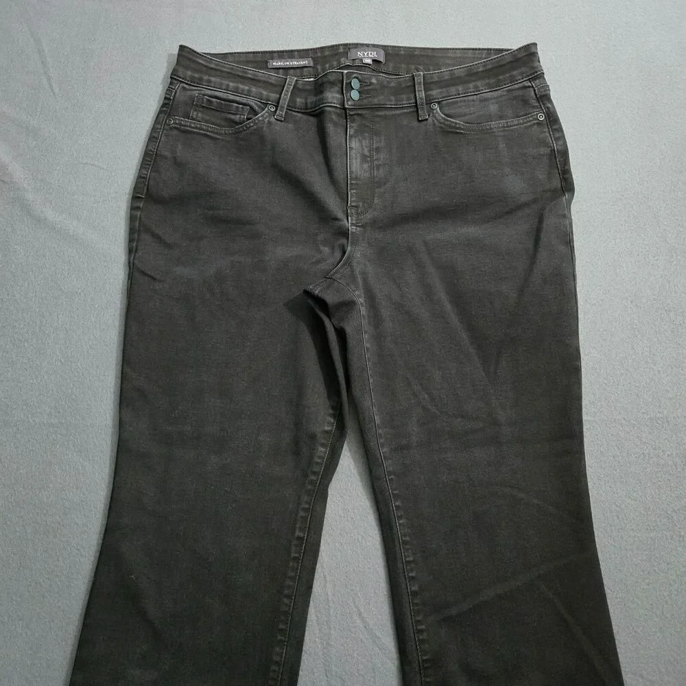 NYDJ Jeans Women 14P Black Marilyn Straight Mid Rise Lift Tuck Technology